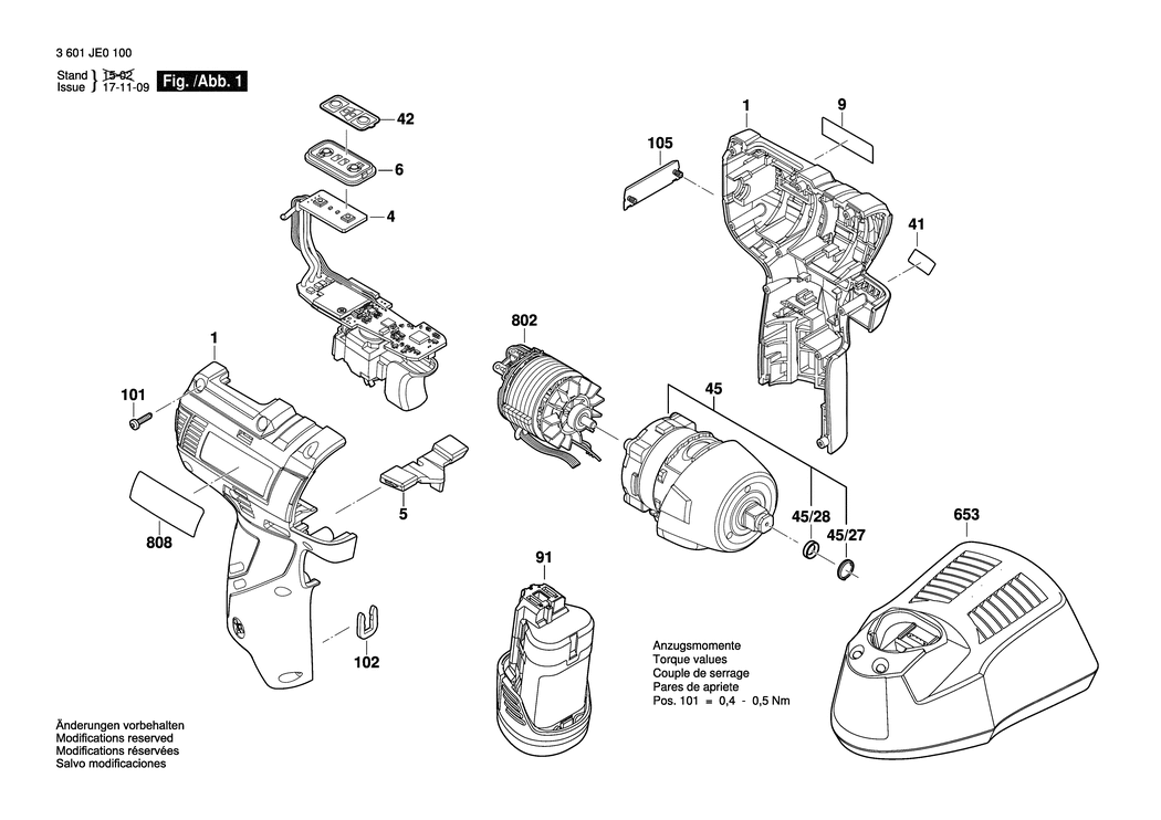 Bosch GDS 10.8 V-EC / 3601JE0100 / EU 10.8 Volt Spare Parts