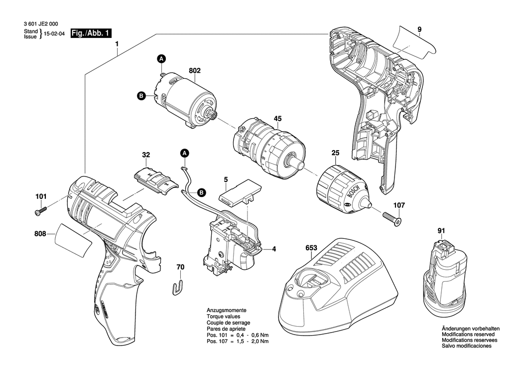 Bosch GSR 1080-2-LI / 3601JE2001 / EU 10.8 Volt Spare Parts