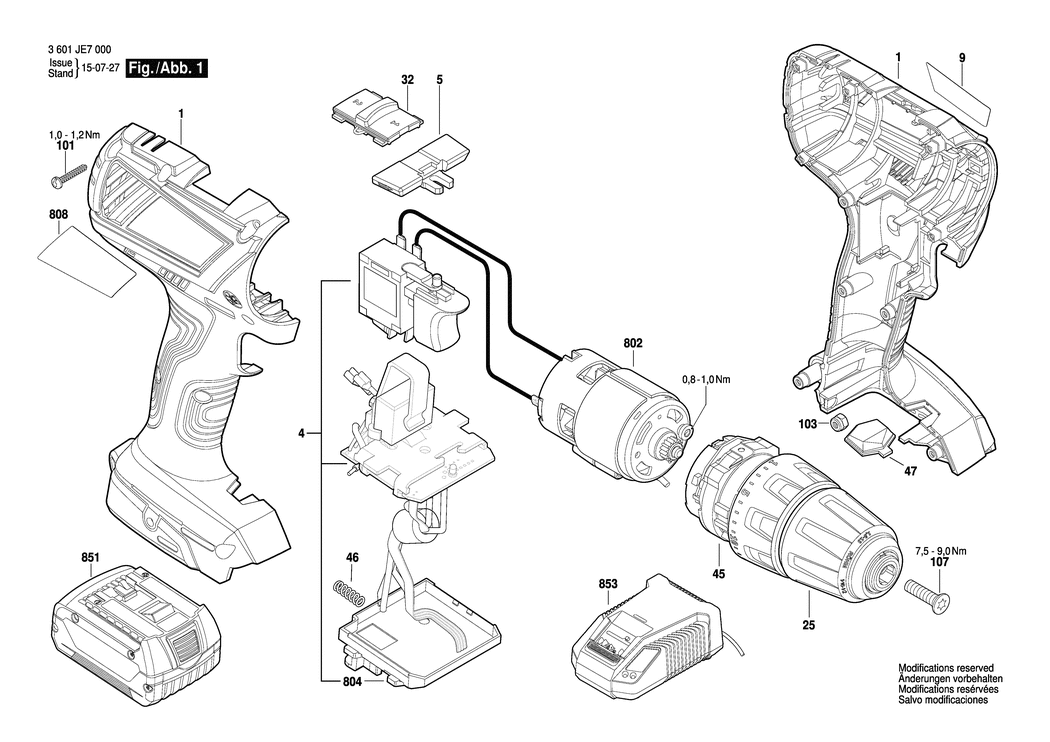 Bosch GSB 14.4-LI-2 Plus / 3601JE7000 / EU 14.4 Volt Spare Parts