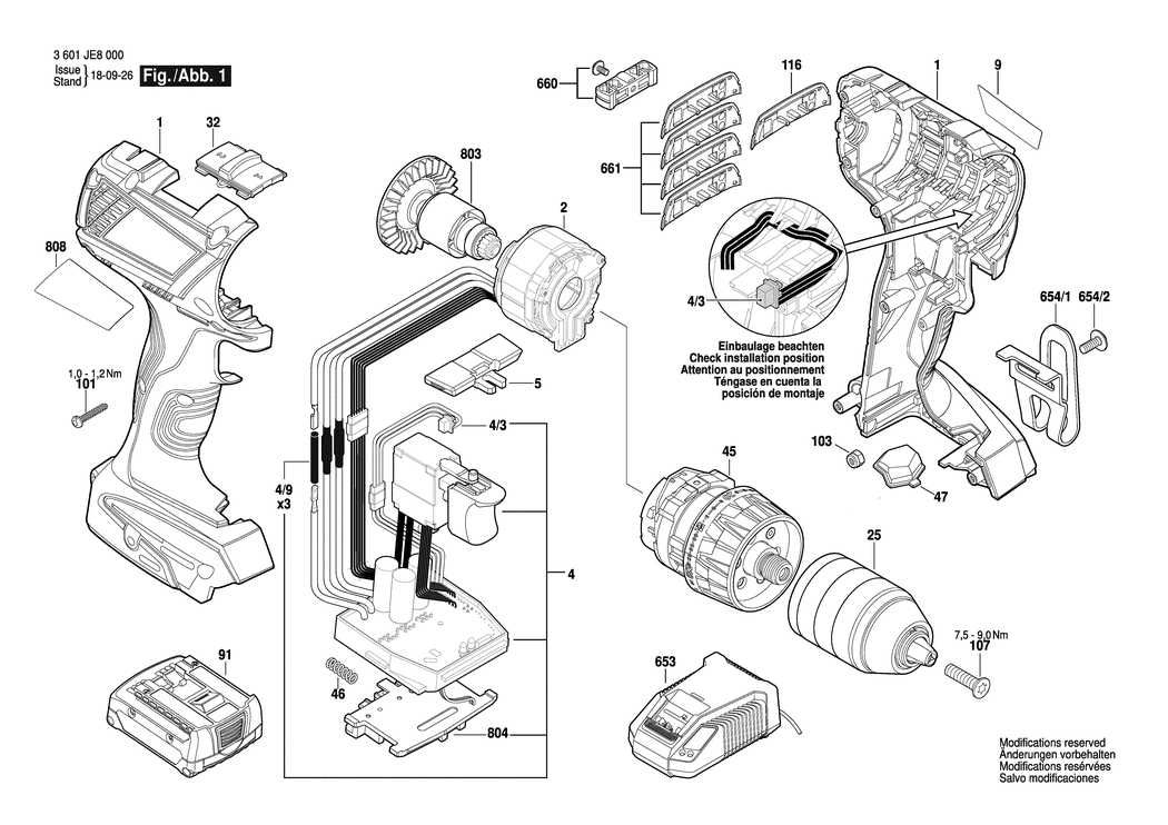 Bosch GSR 14.4 V-EC / 3601JE8000 / EU 14.4 Volt Spare Parts