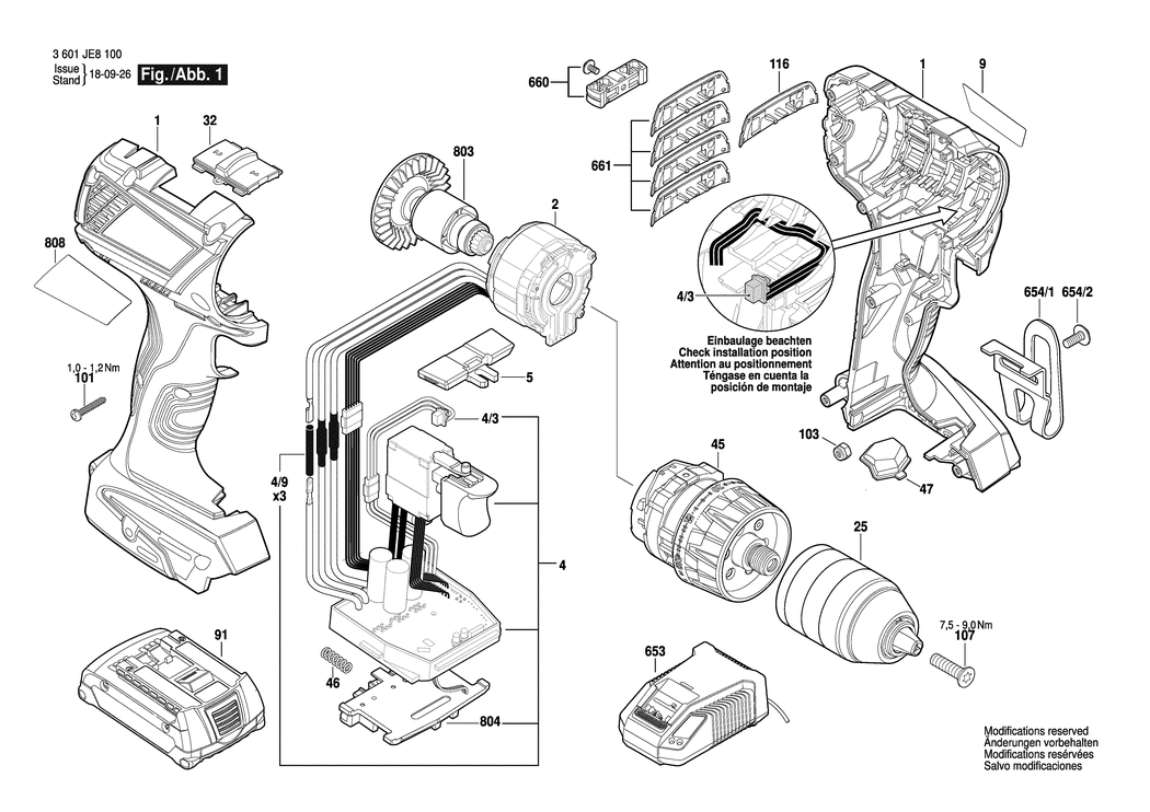 Bosch GSR 18 V-EC / 3601JE8100 / EU 18 Volt Spare Parts