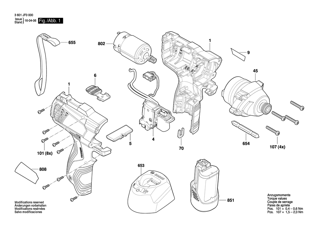 Bosch GDR 120-LI / 3601JF0000 / EU 12 Volt Spare Parts