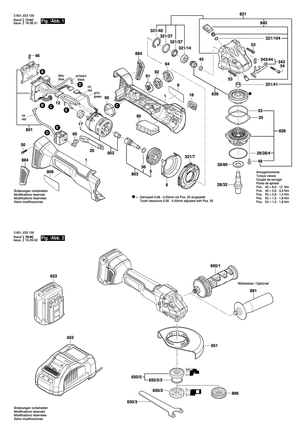 Bosch GWS 18V-115 C / 3601JG3103 / --- 18 Volt Spare Parts