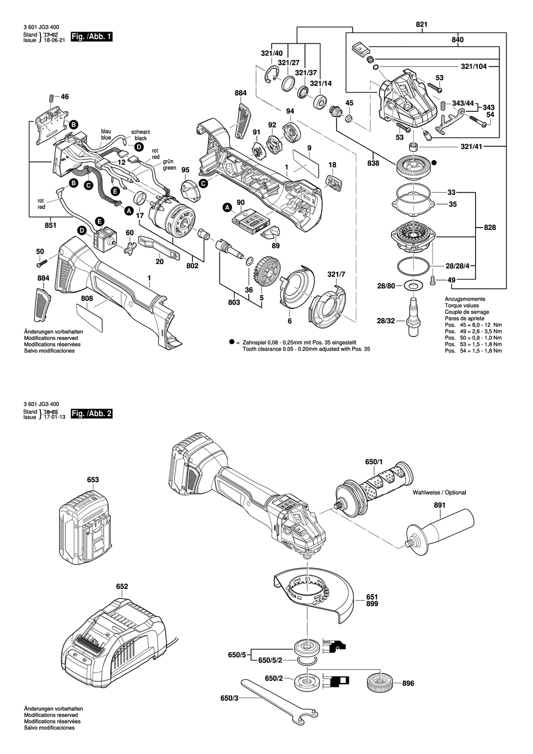 Bosch GWS 18V-115 SC / 3601JG3403 / --- 18 Volt Spare Parts