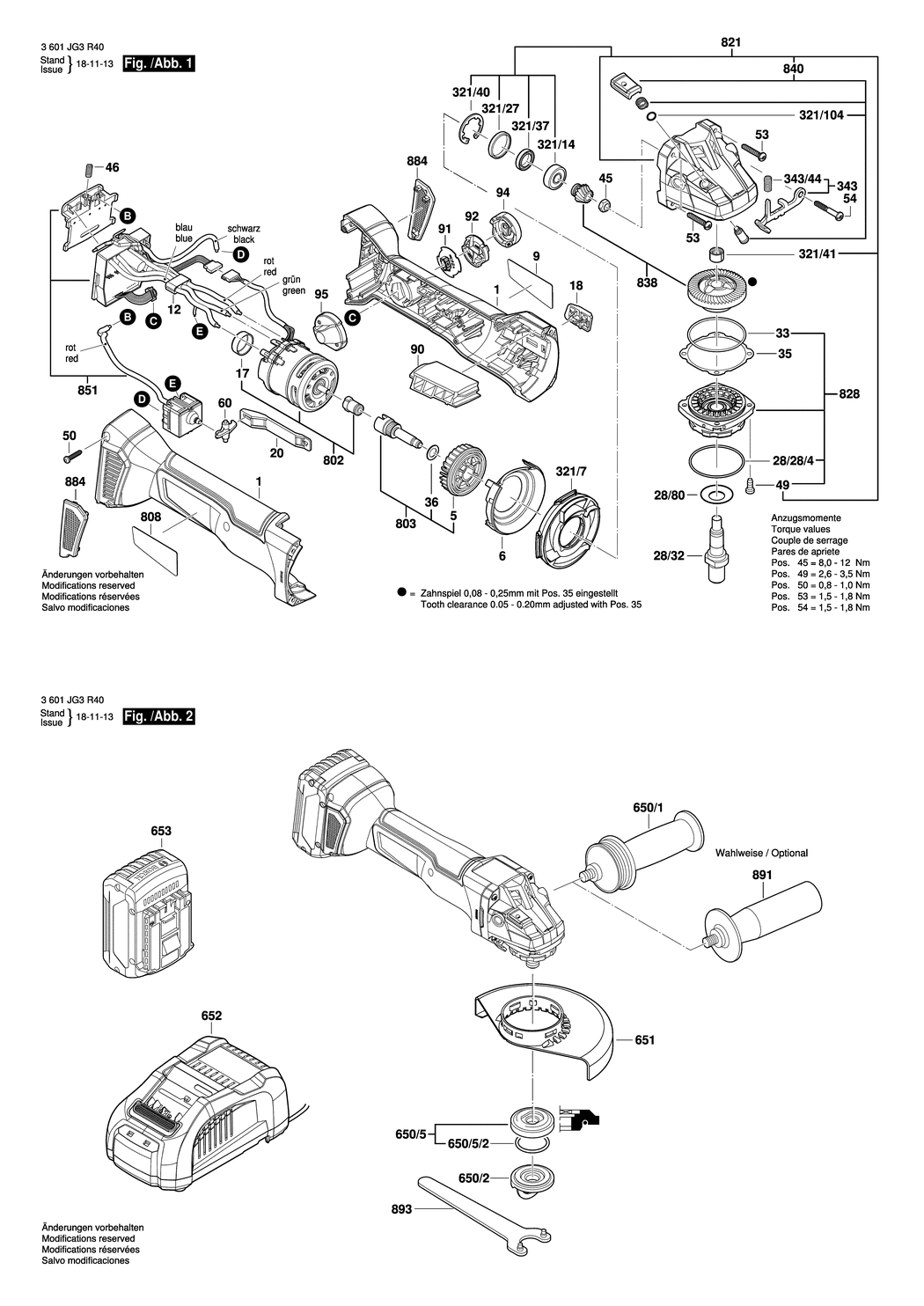 Bosch CBAGR18 / 3601JG3R40 / --- 18 Volt Spare Parts