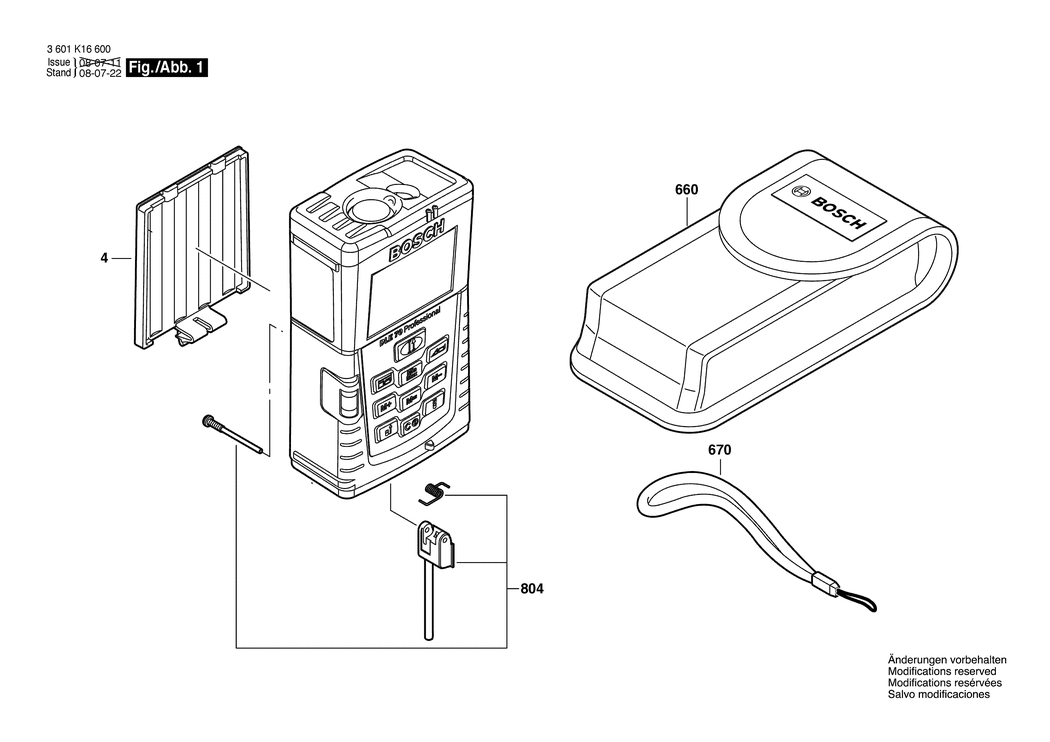 Bosch DLE 70 / 3601K16600 / EU Spare Parts