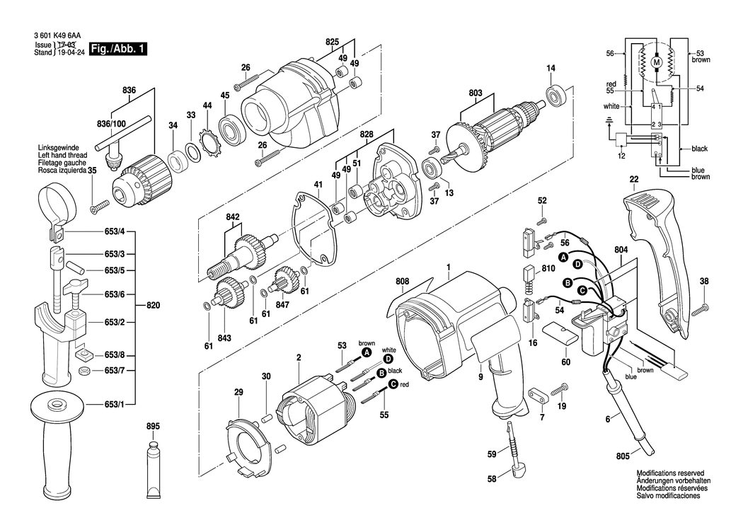 Bosch BTI-BM 550 E / 3601K496AA / EU 230 Volt Spare Parts