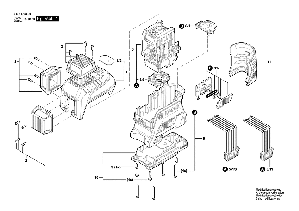 Bosch GLL 3-80 / 3601K63S00 / EU Spare Parts