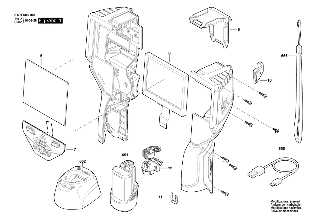 Bosch GTC 400 C / 3601K83100 / EU 10.8 Volt Spare Parts