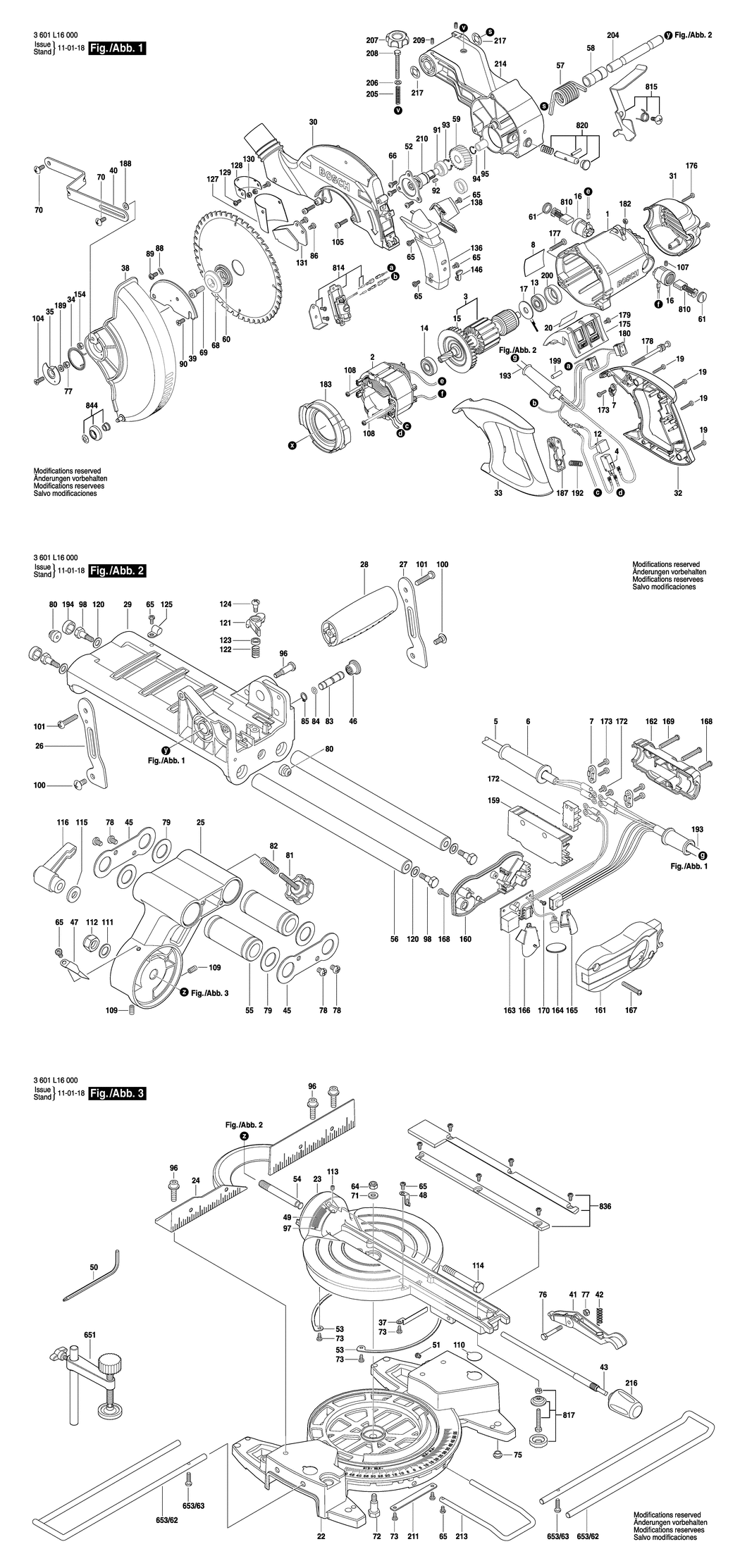 Bosch GCM 8 S / 3601L16000 / EU 230 Volt Spare Parts