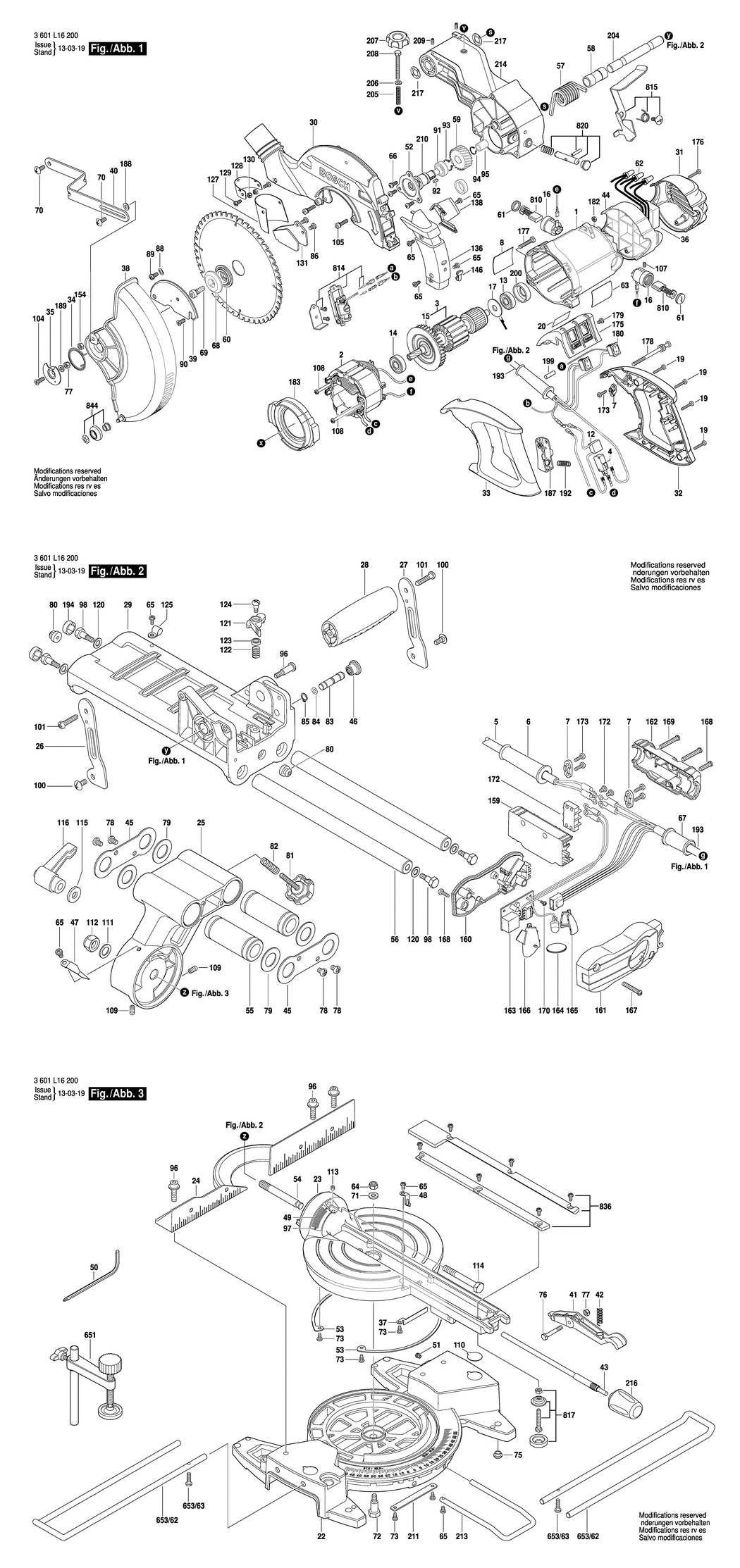 Bosch GCM 8 SJ / 3601L16200 / EU 230 Volt Spare Parts