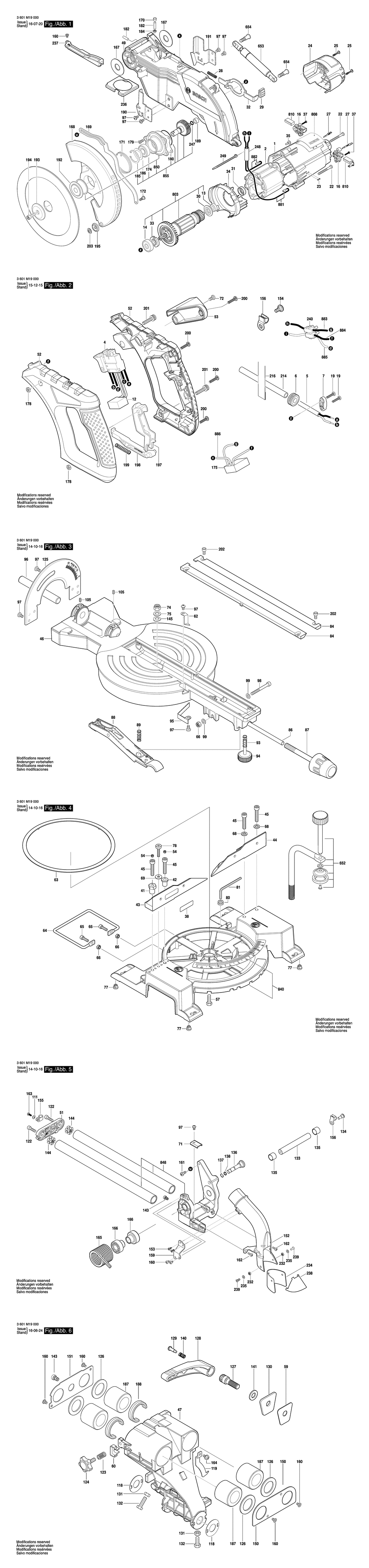 Bosch GCM 800 SJ / 3601M19000 / EU 230 Volt Spare Parts