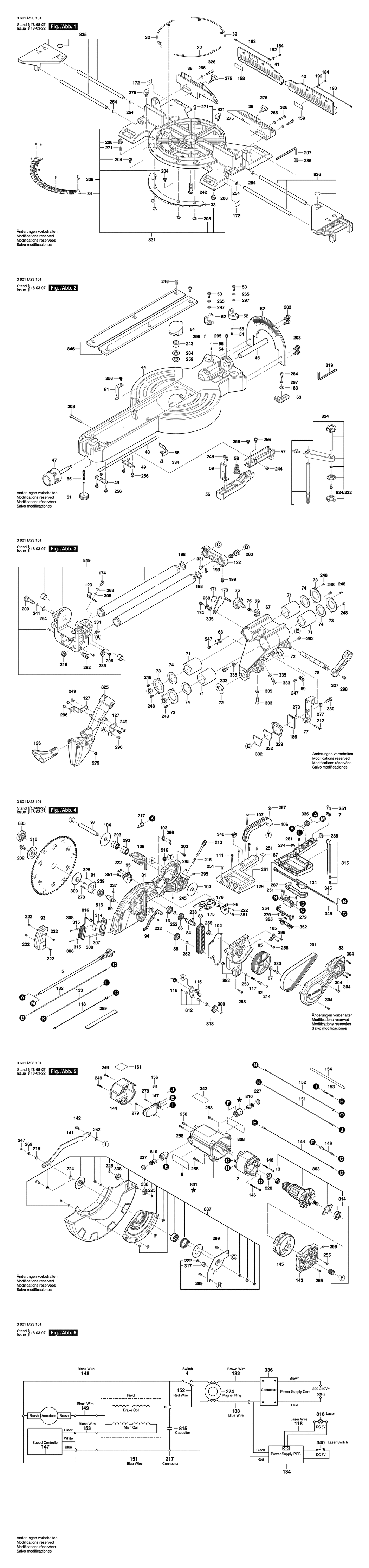 Bosch GCM 12 SDE / 3601M23101 / EU 230 Volt Spare Parts