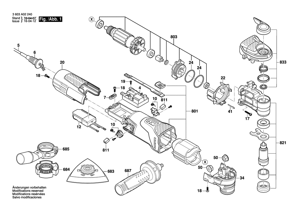 Bosch PMF 350 CES / 3603A02240 / --- 240 Volt Spare Parts