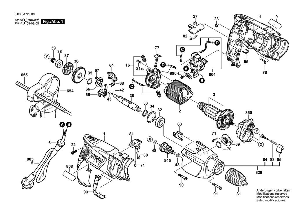 Bosch PSB 700-2 RE / 3603A72500 / EU 230 Volt Spare Parts