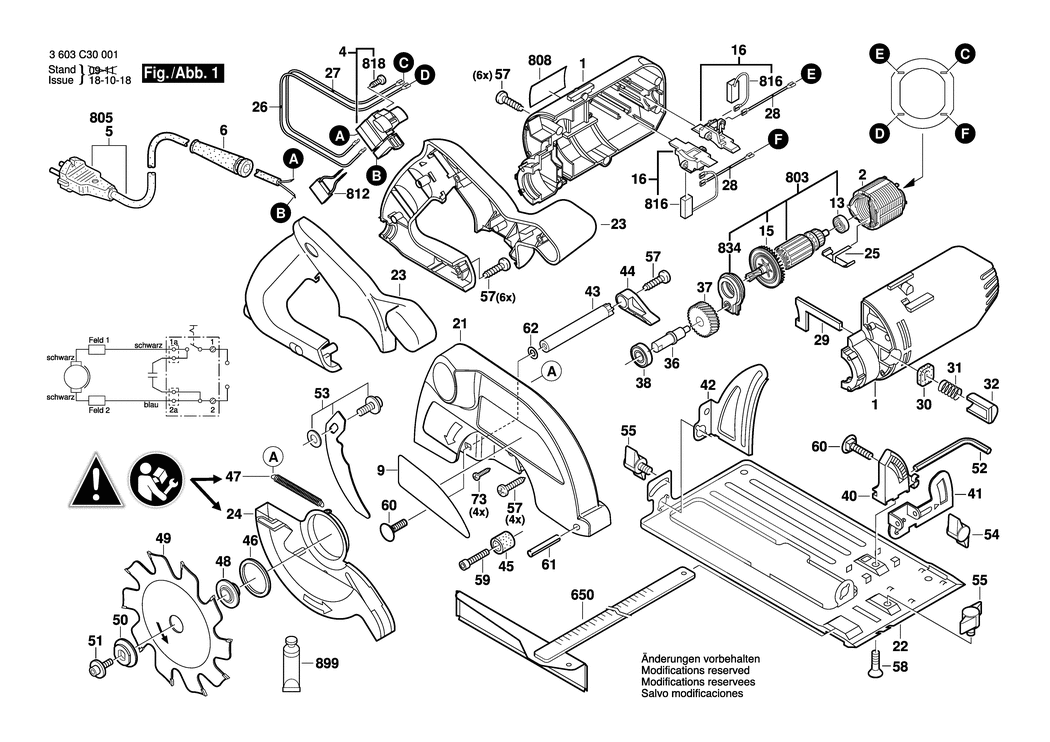 Bosch PKS 54 / 3603C30001 / EU 230 Volt Spare Parts