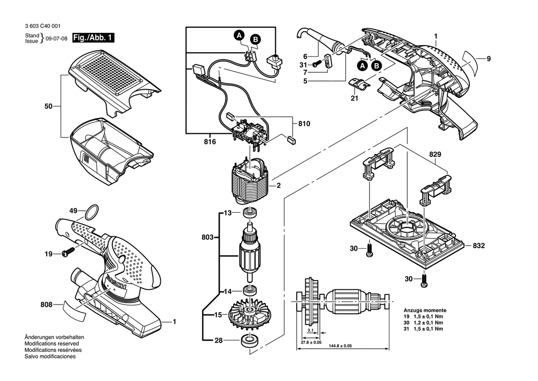 Bosch PSS 200 A / 3603C40071 / GB 230 Volt Spare Parts