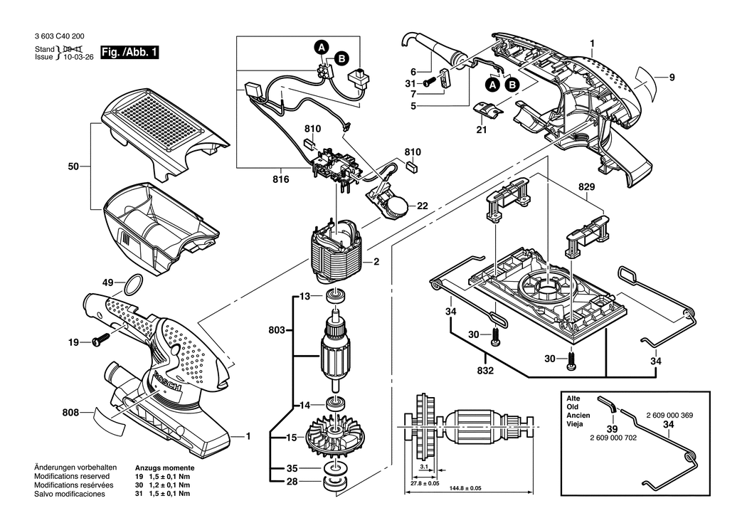 Bosch PSS 250 AE / 3603C40270 / GB 230 Volt Spare Parts