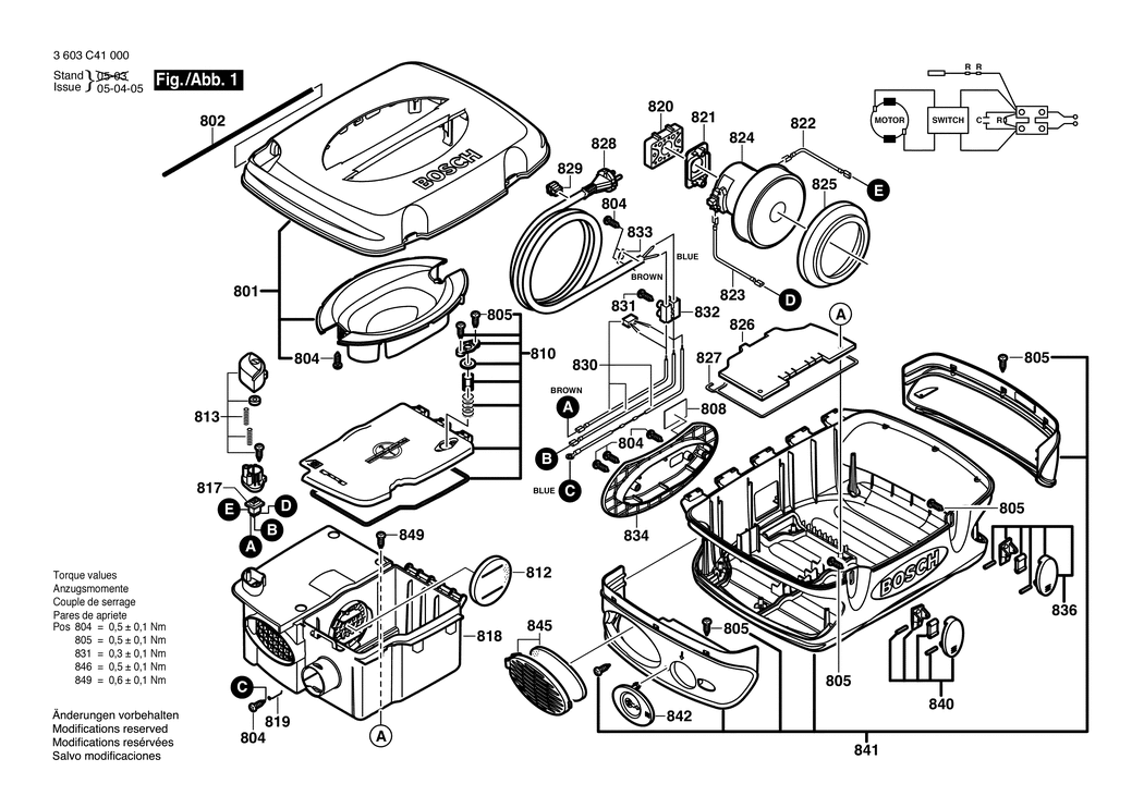 Bosch VENTARO 1400 / 3603C41070 / GB 230 Volt Spare Parts