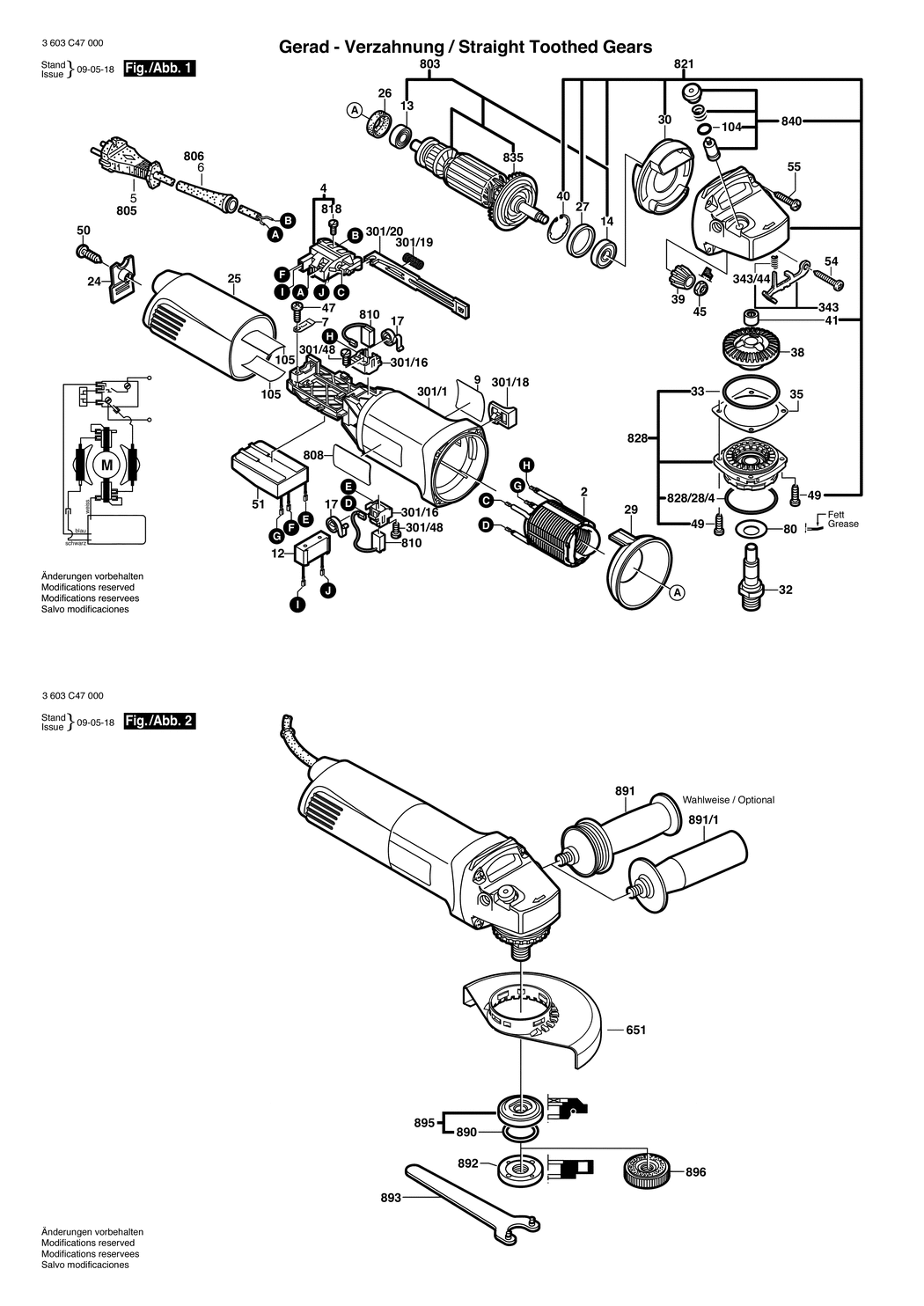 Bosch PWS 10-125 CE / 3603C47030 / CH 230 Volt Spare Parts