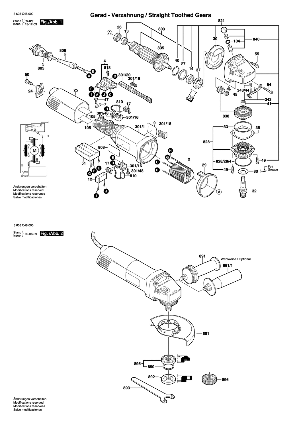 Bosch PWS 13-125 CE / 3603C48000 / EU 230 Volt Spare Parts