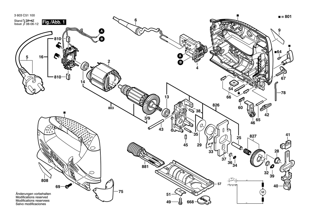 Bosch PST 700 PE / 3603C51100 / EU 230 Volt Spare Parts