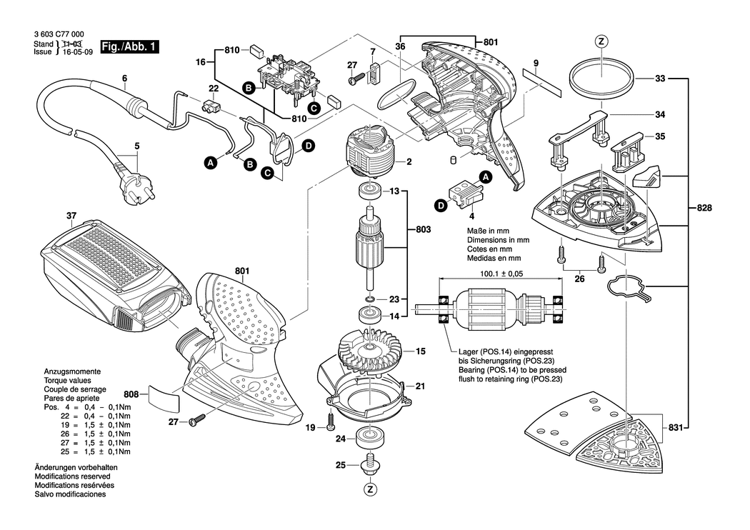 Bosch PSM 160 A / 3603C77071 / GB 230 Volt Spare Parts