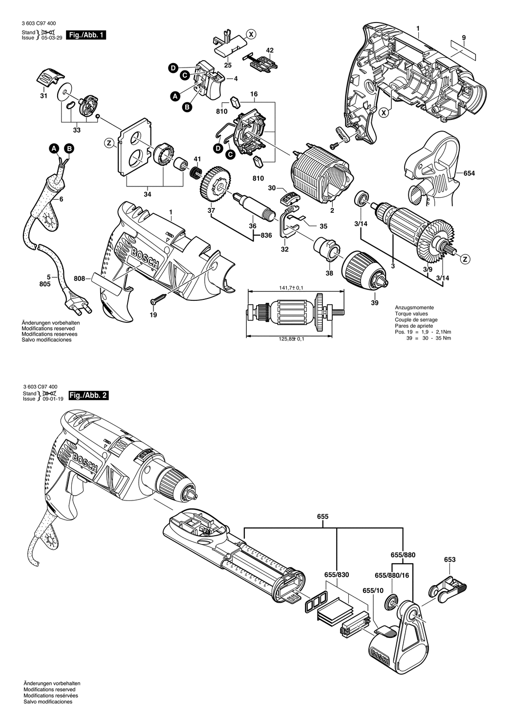 Bosch PSB 6000 RA / 3603C97401 / EU 230 Volt Spare Parts