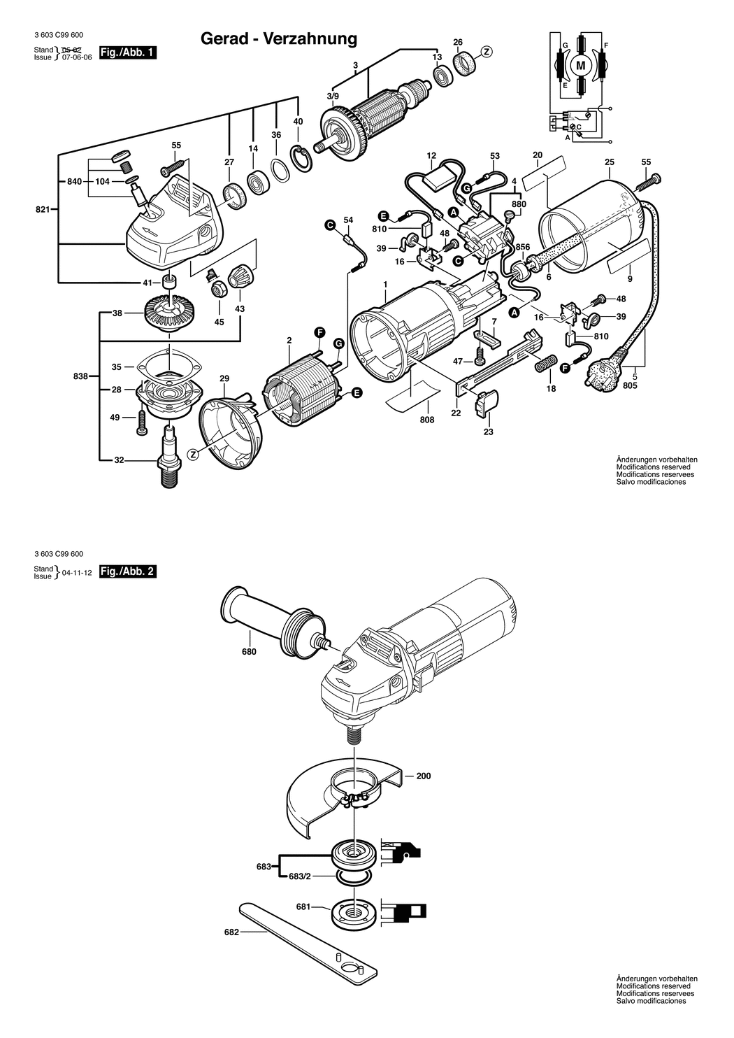 Bosch PWS 7-115 / 3603C99600 / EU 230 Volt Spare Parts