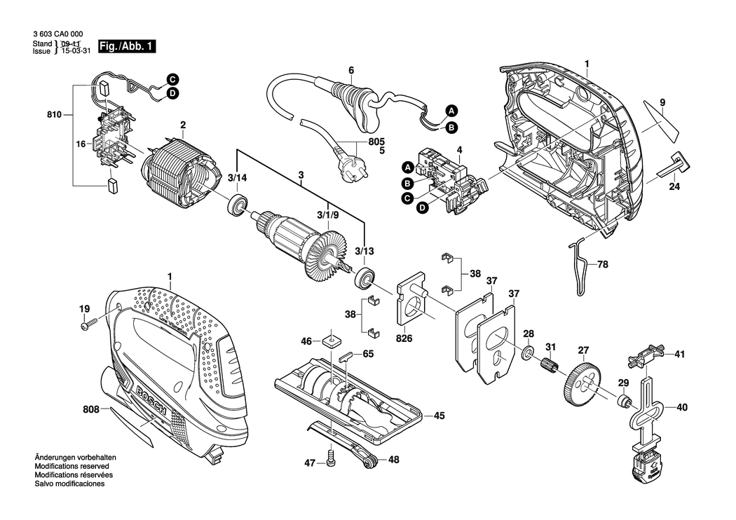 Bosch PST 700 E / 3603CA0000 / EU 230 Volt Spare Parts