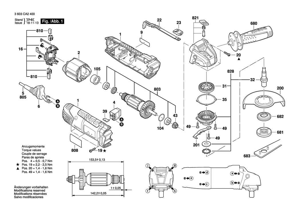 Bosch PWS 750-115 / 3603CA2471 / EU 230 Volt Spare Parts