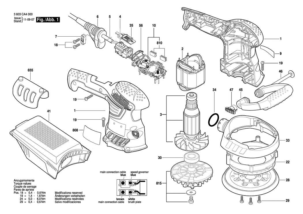 Bosch PEX 400 AE / 3603CA4070 / GB 230 Volt Spare Parts