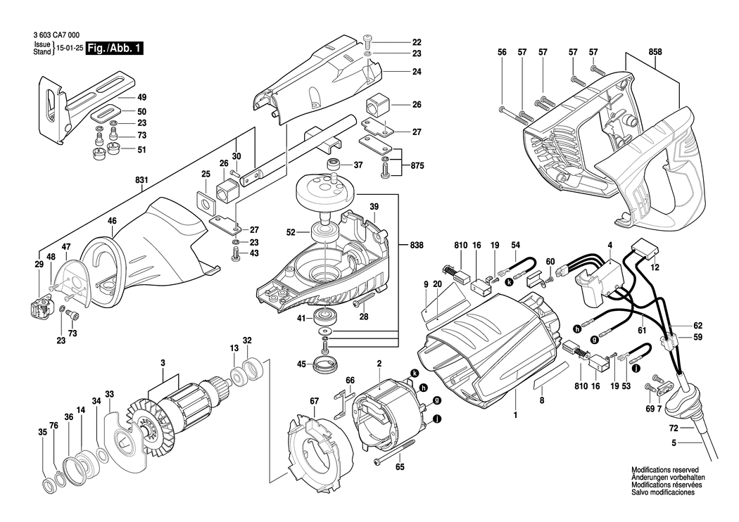 Bosch PSA 700 E / 3603CA7000 / EU 230 Volt Spare Parts