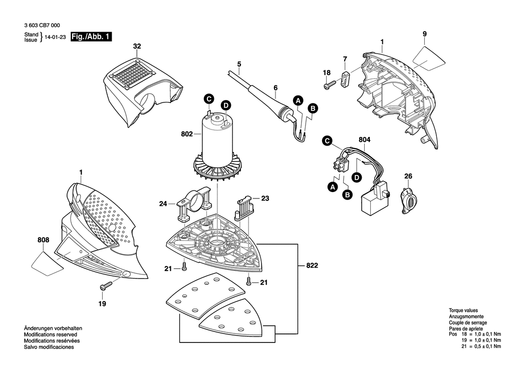 Bosch PSM 100 A / 3603CB7000 / EU 230 Volt Spare Parts