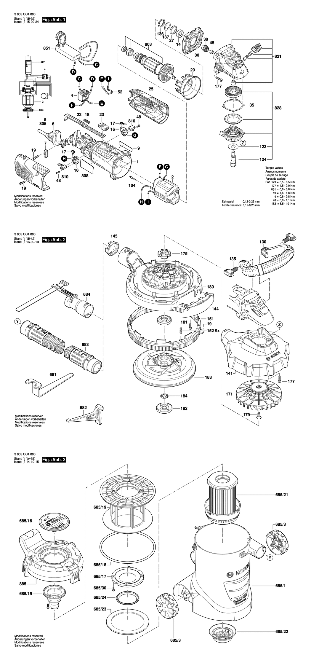 Bosch PWR 180 CE / 3603CC4030 / CH 230 Volt Spare Parts