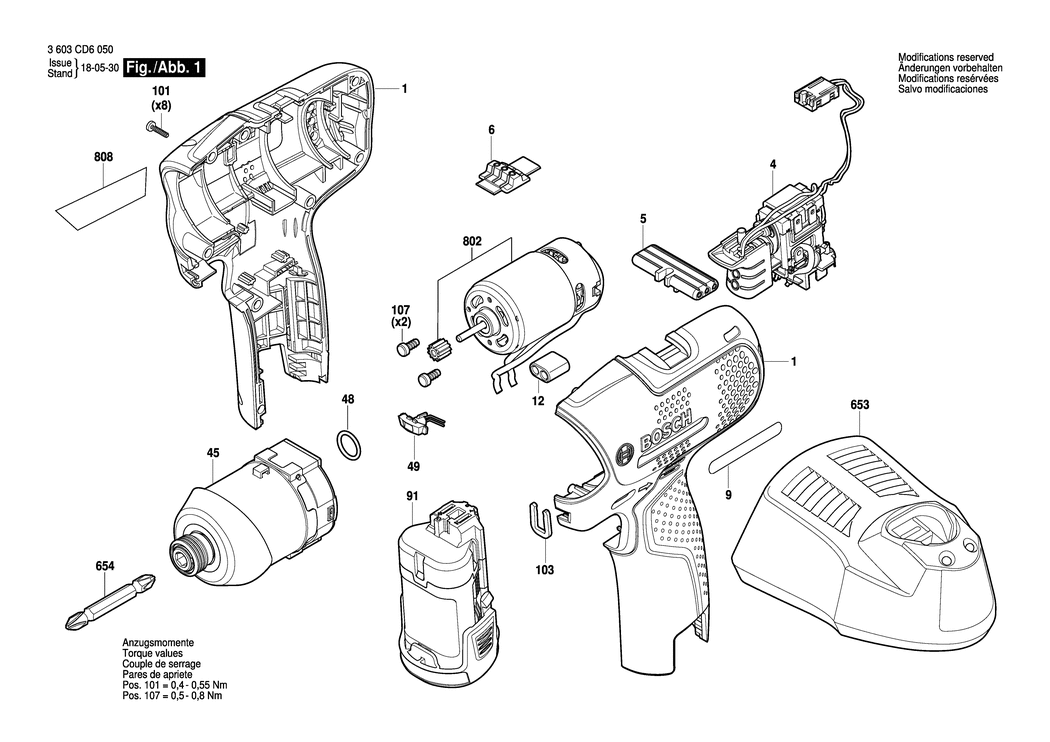 Bosch EasyImpactDrive 12 / 3603CD6000 / EU 12 Volt Spare Parts