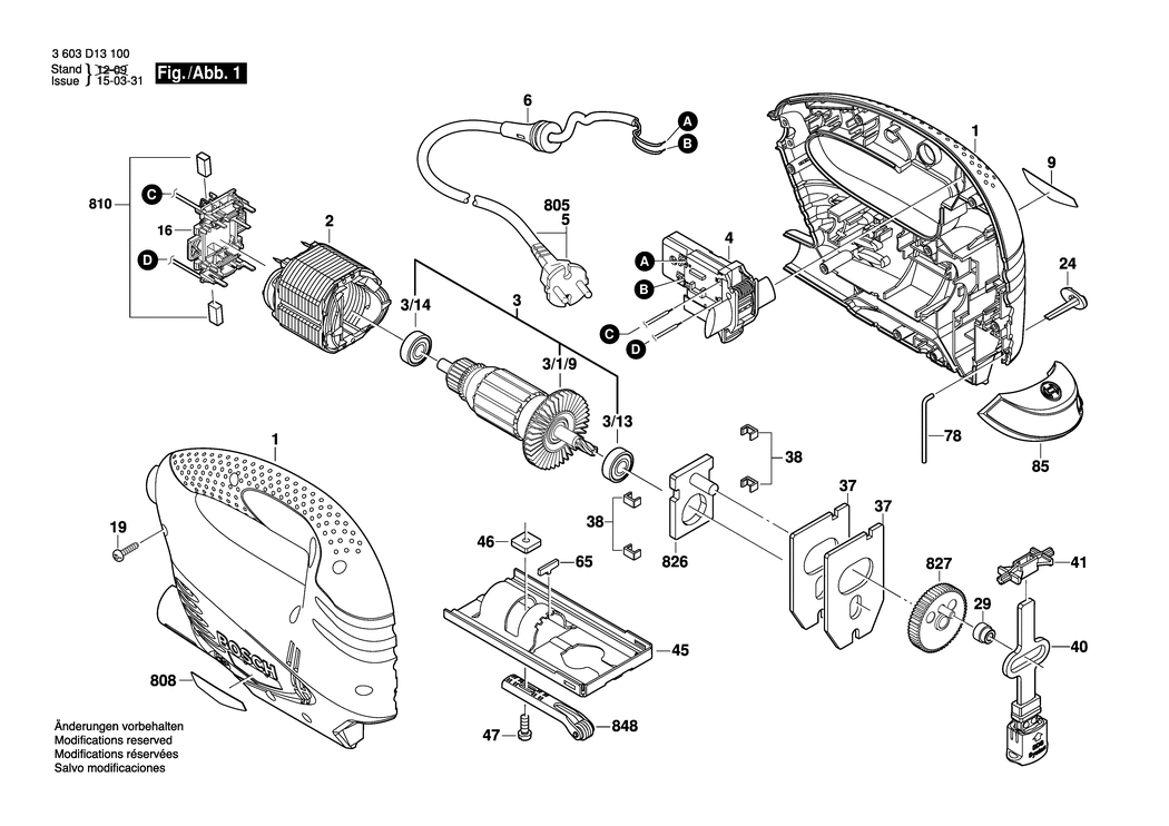 Bosch PST 670 L / 3603D13100 / EU 230 Volt Spare Parts