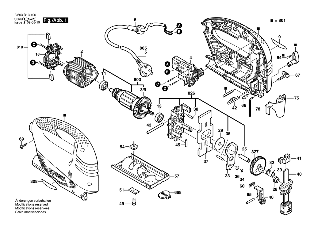 Bosch PST 700 PE / 3603D13400 / EU 230 Volt Spare Parts