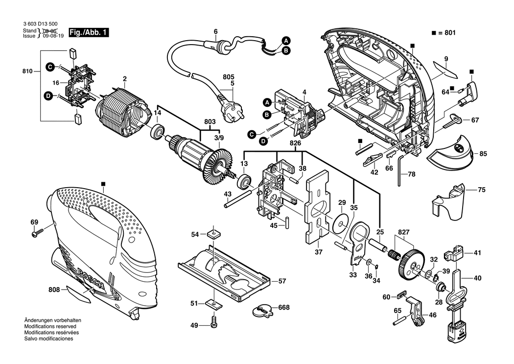 Bosch PST 700 PEL / 3603D13500 / EU 230 Volt Spare Parts