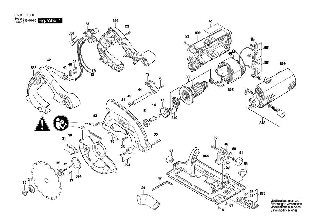 Bosch PKS 55A / 3603E01000 / EU 230 Volt Spare Parts