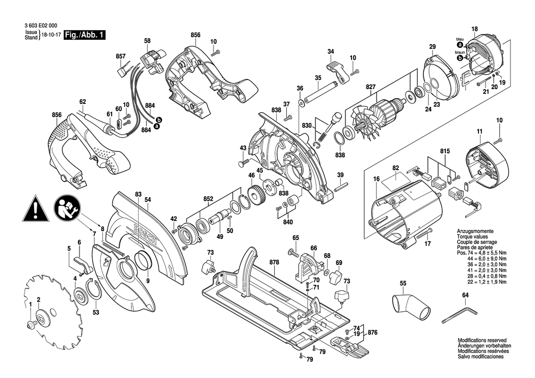 Bosch PKS 66AF / 3603E02000 / EU 230 Volt Spare Parts