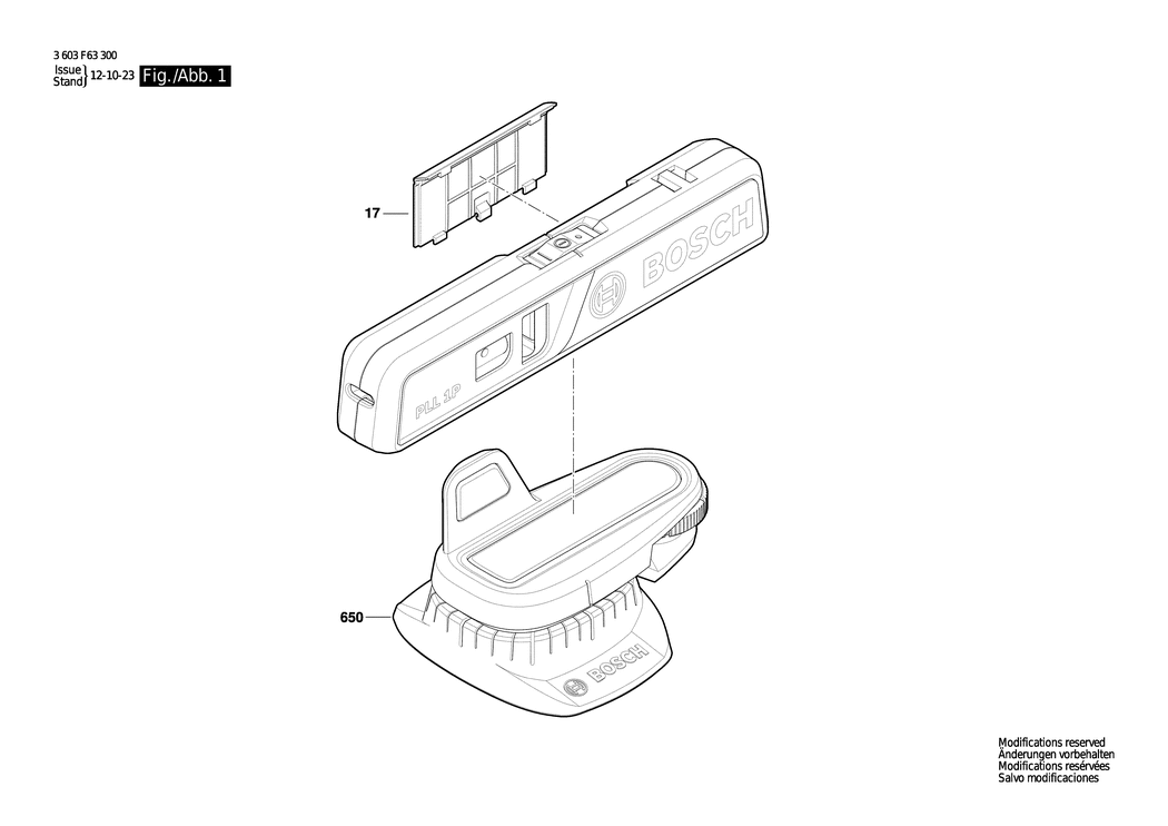 Bosch PLL1P / 3603F63300 / EU Spare Parts