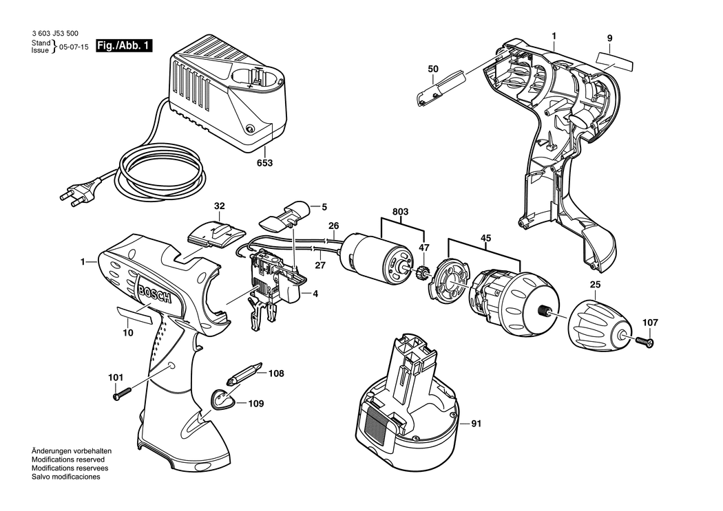 Bosch PSR 12 / 3603J53500 / EU 12 Volt Spare Parts