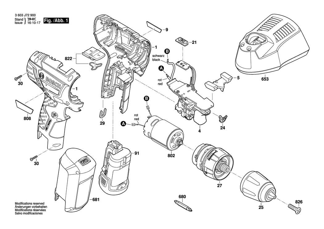 Bosch EasyDrll 12-2 / 3603J72903 / EU 12 Volt Spare Parts