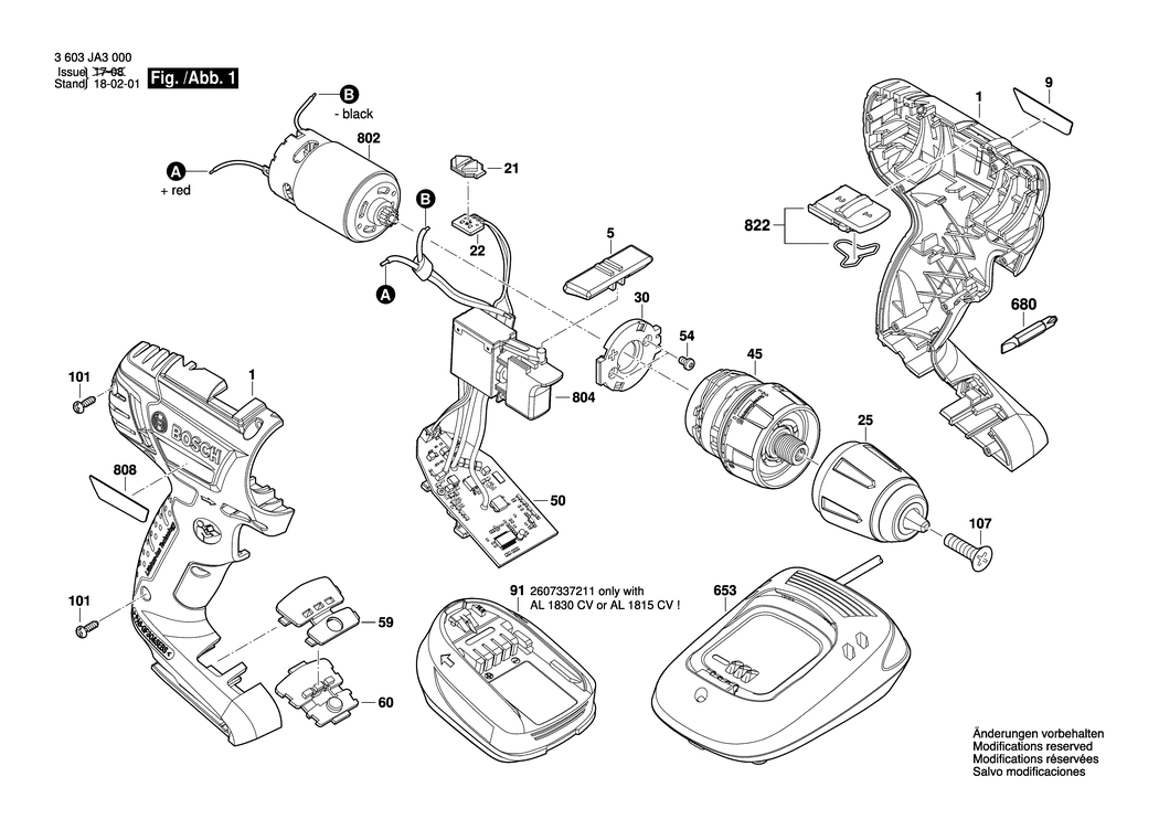 Bosch PSB 1800 LI-2 / 3603JA3302 / EU 18 Volt Spare Parts