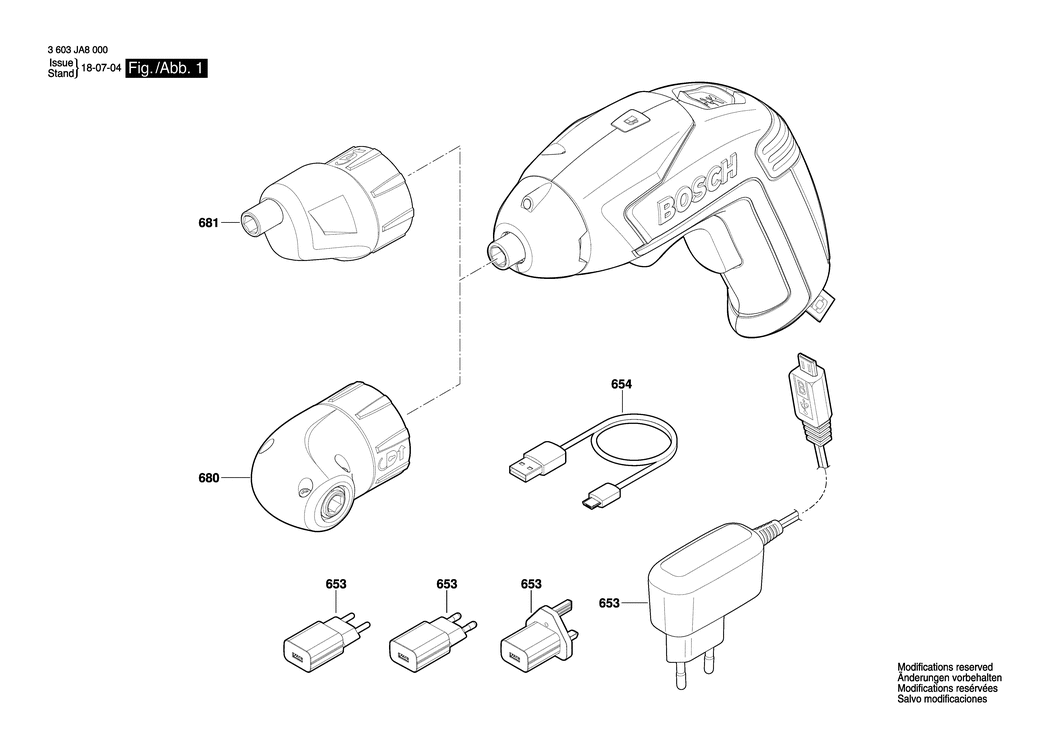 Bosch IXO V / 3603JA8001 / EU 3.6 Volt Spare Parts