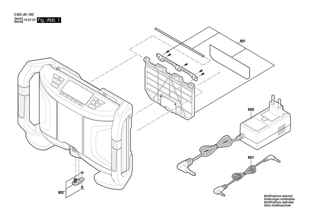 Bosch PRA 10.8 LI / 3603JB1000 / EU 10.8 Volt Spare Parts