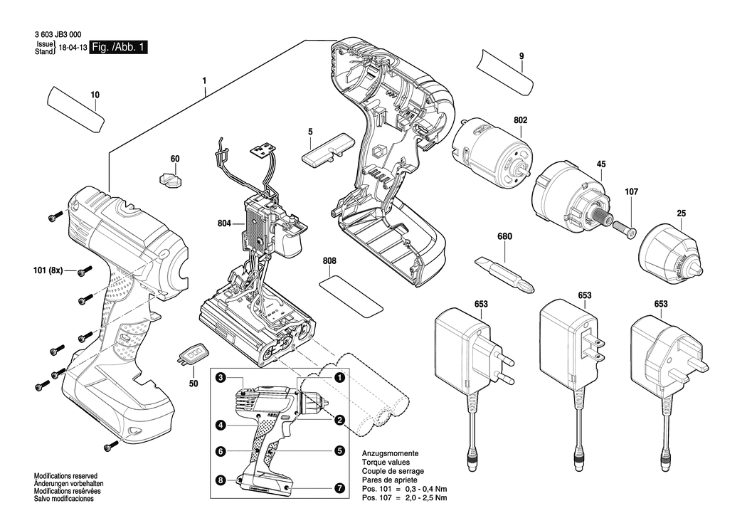 Bosch EasyDrill 12 / 3603JB3050 / --- 12 Volt Spare Parts