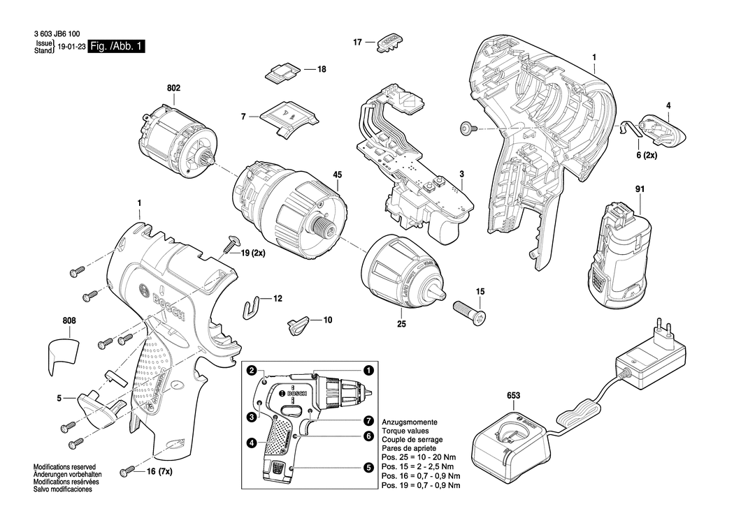 Bosch EasyImpact12 / 3603JB6100 / EU 12 Volt Spare Parts