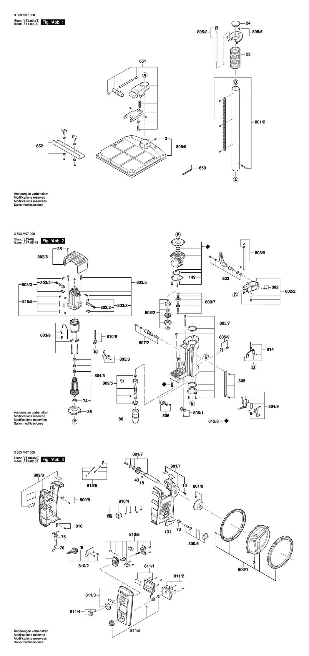 Bosch PBD 40 / 3603M07030 / CH 230 Volt Spare Parts